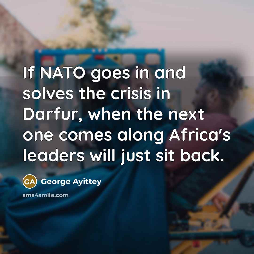 “If NATO goes in and solves the crisis in Darfur,…” quote by George Ayittey