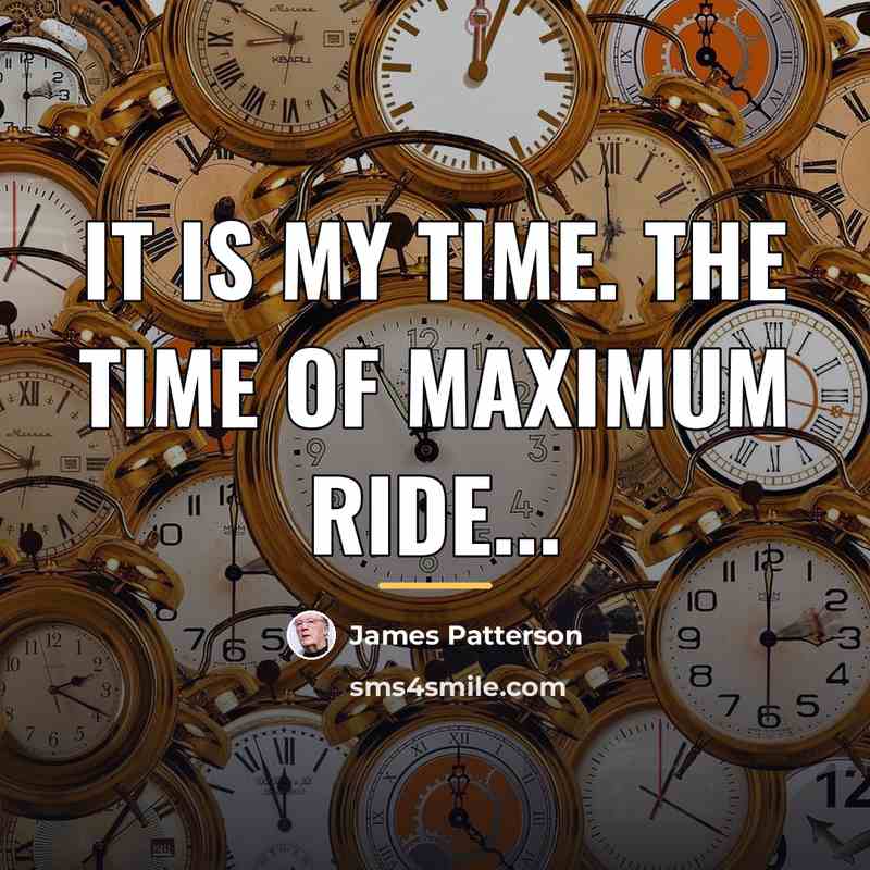 “It is my time. The time of maximum ride...…” quote by James Patterson