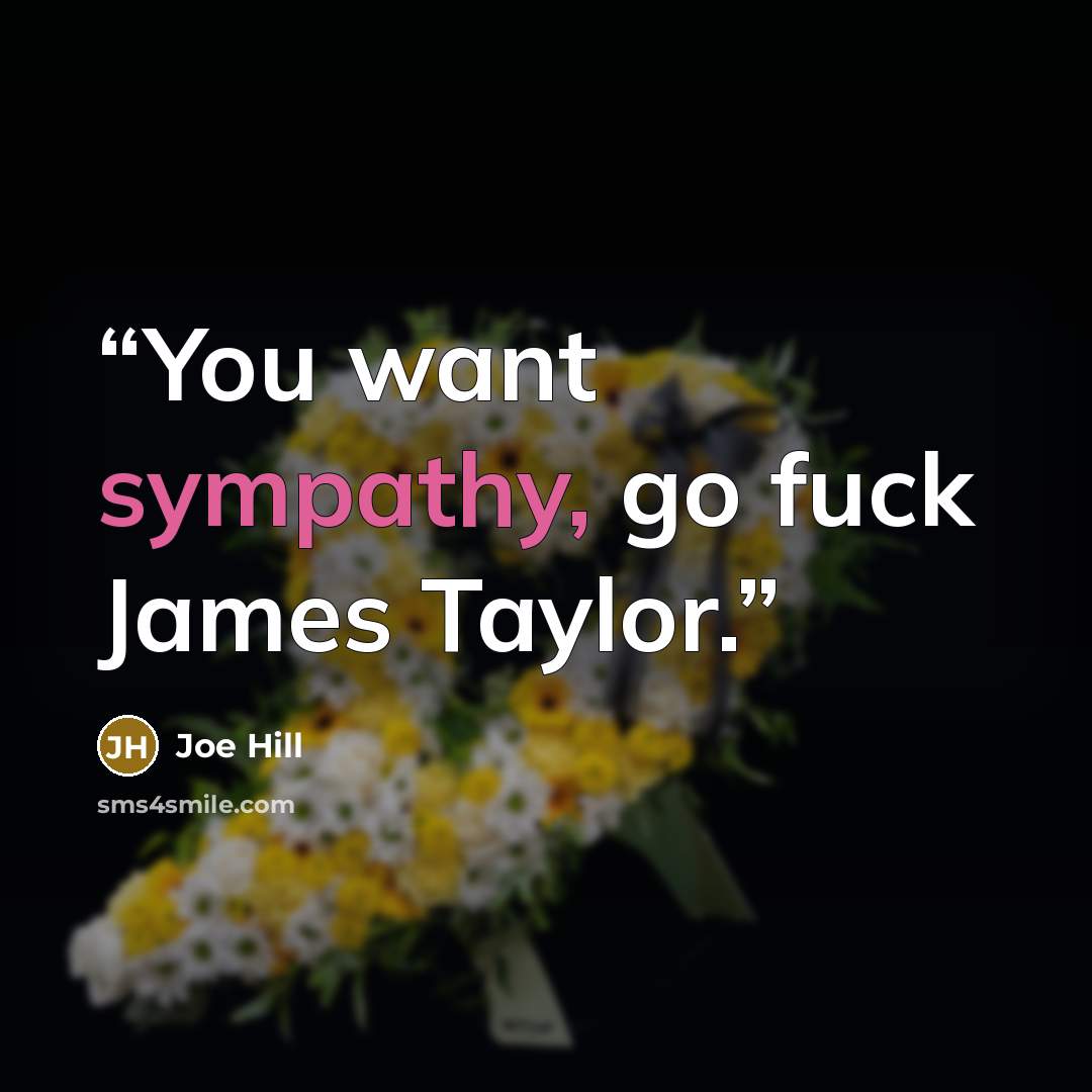 “You want sympathy, go fuck James Taylor.” quote by Joe Hill