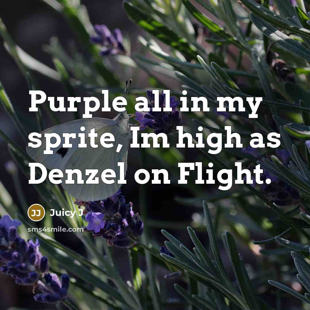 “Purple all in my sprite, Im high as Denzel on…” quote by Juicy J