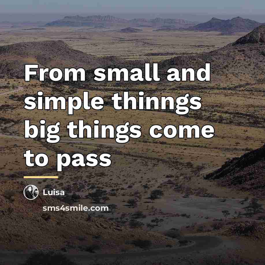 “From small and simple thinngs big things come to pass…” quote by Luisa