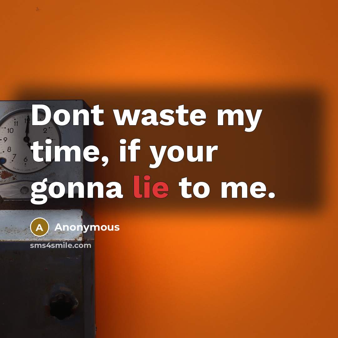 “Dont waste my time, if your gonna lie to me.…” quote by Anonymous