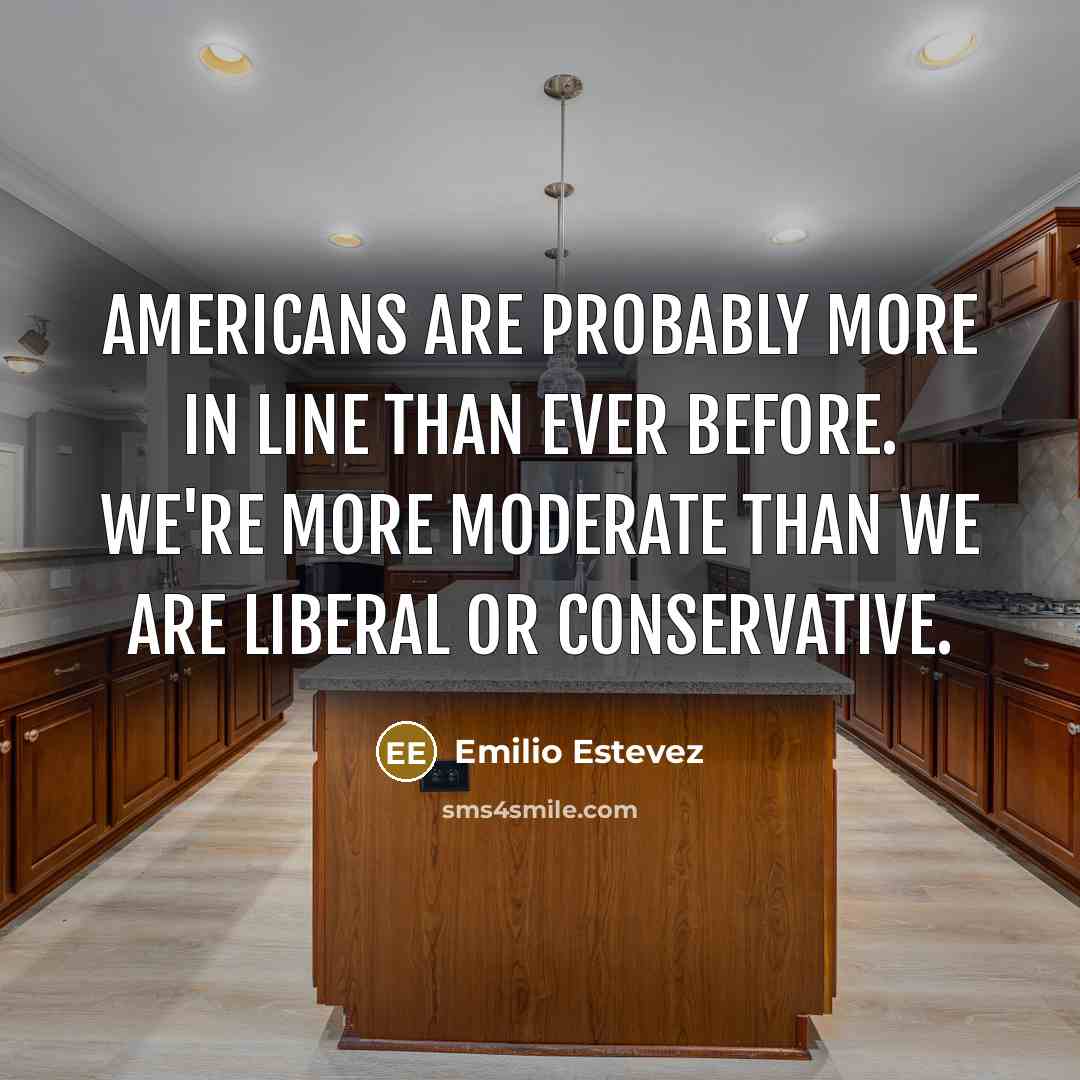 “Americans are probably more in line than ever before. We're more moderate than we are liberal or conservative.” quote by Emilio Estevez