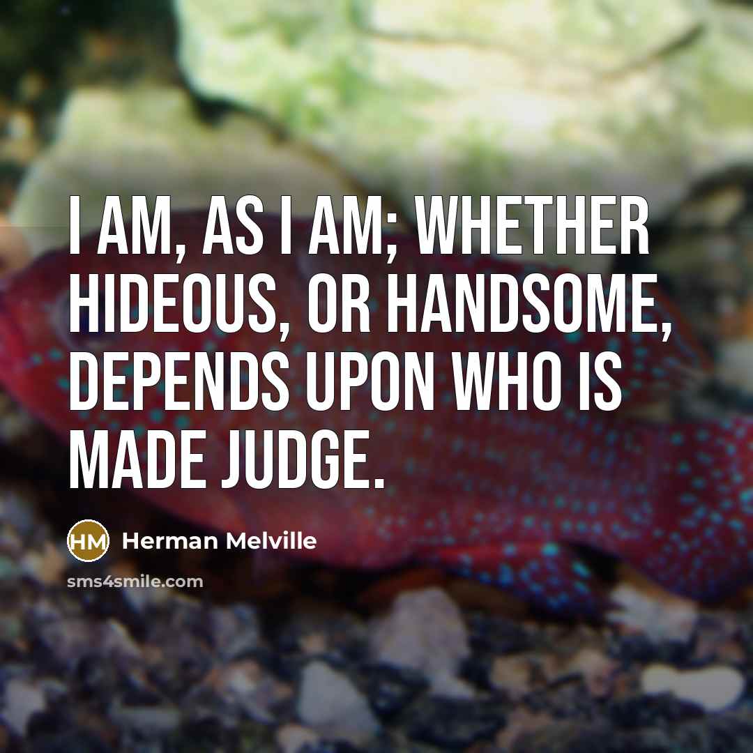 “I am, as I am; whether hideous, or handsome, depends…” quote by Herman Melville