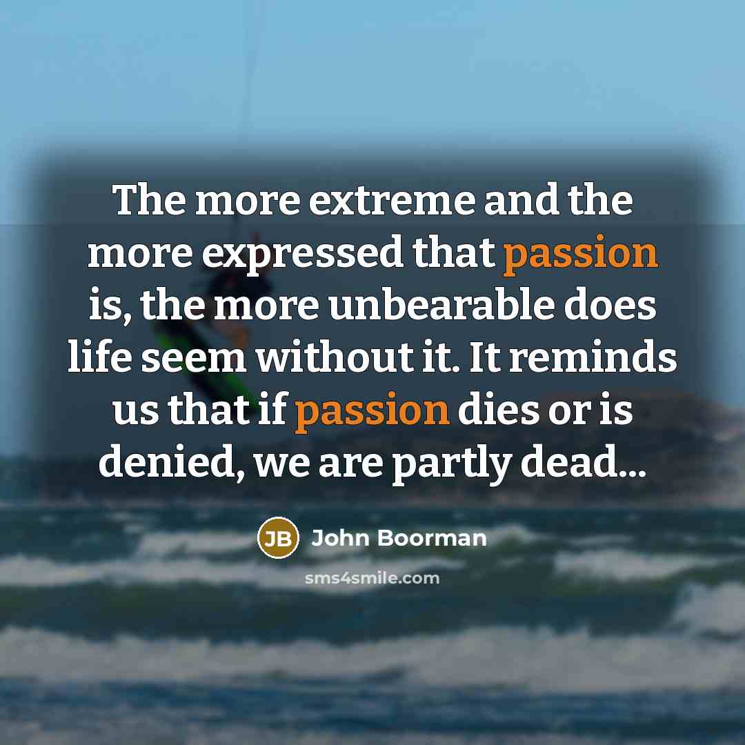 “The more extreme and the more expressed that passion is,…” quote by John Boorman