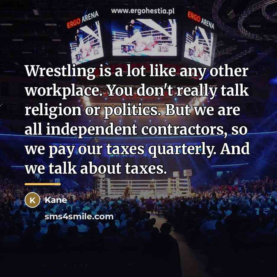 “Wrestling is a lot like any other workplace. You don't…” quote by Kane