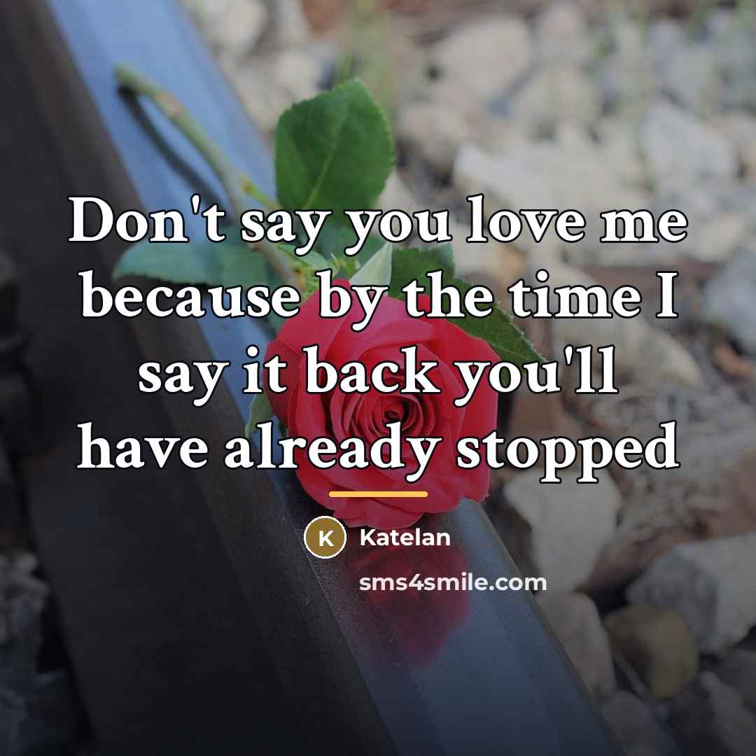 “Don't say you love me because by the time I…” quote by Katelan