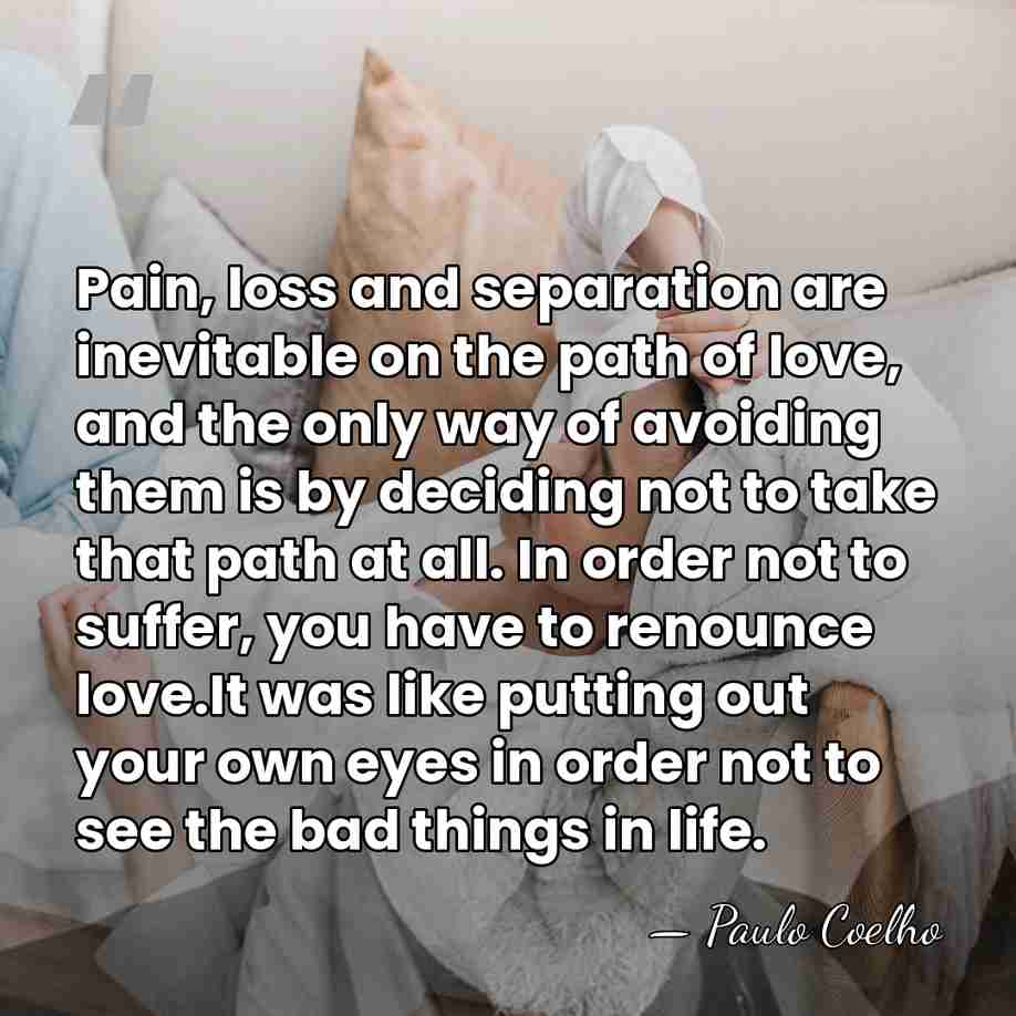 Pain, loss and separation are inevitable on the path of love, and&hellip; - Paulo Coelho