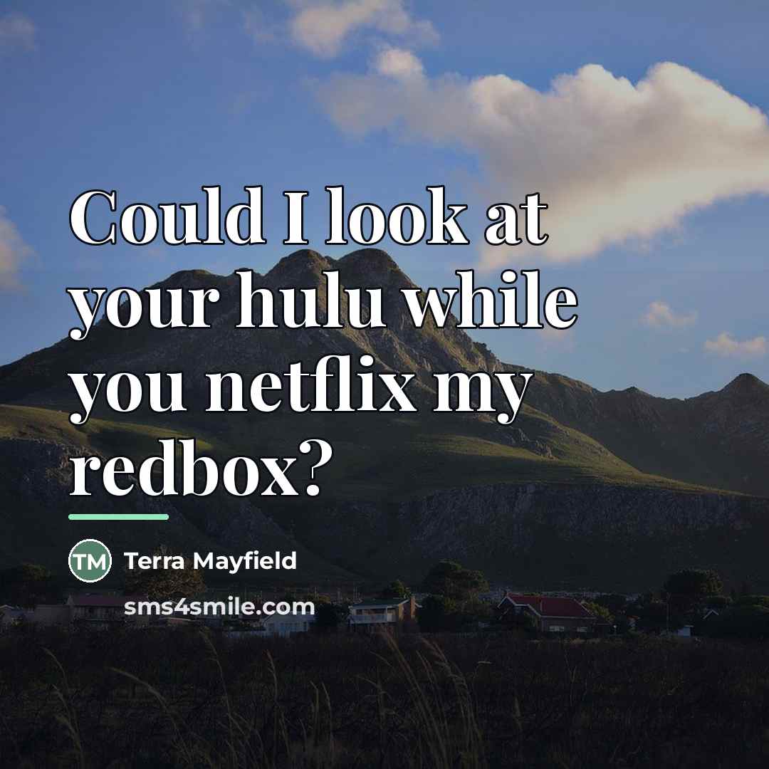 “Could I look at your hulu while you netflix my…” quote by Terra Mayfield