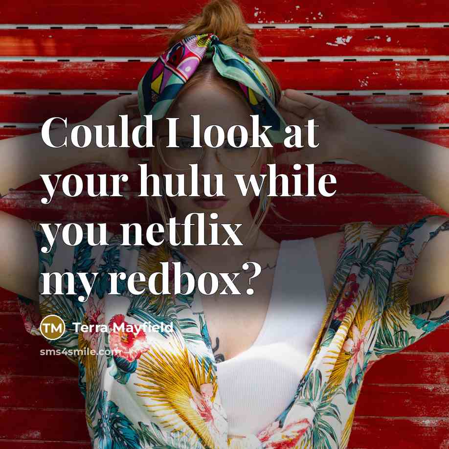 “Could I look at your hulu while you netflix my redbox?” quote by Terra Mayfield