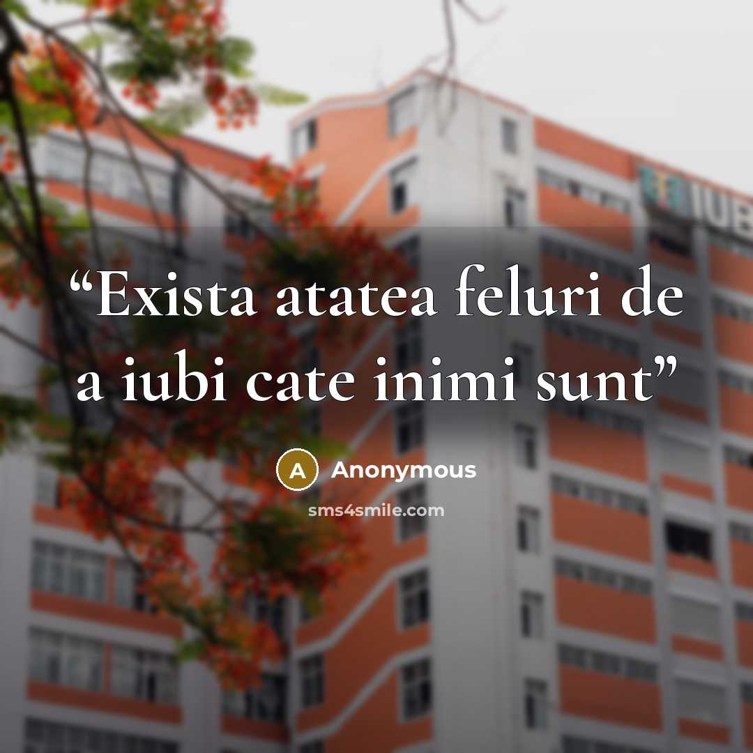 “Exista atatea feluri de a iubi cate inimi sunt” quote by Anonymous