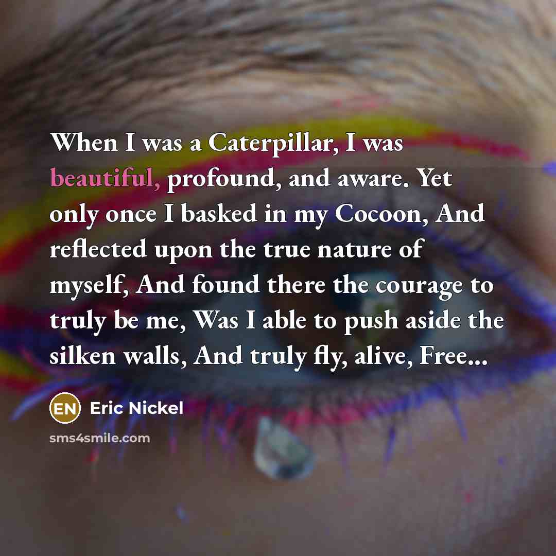 “When I was a Caterpillar, I was beautiful, profound, and…” quote by Eric Nickel