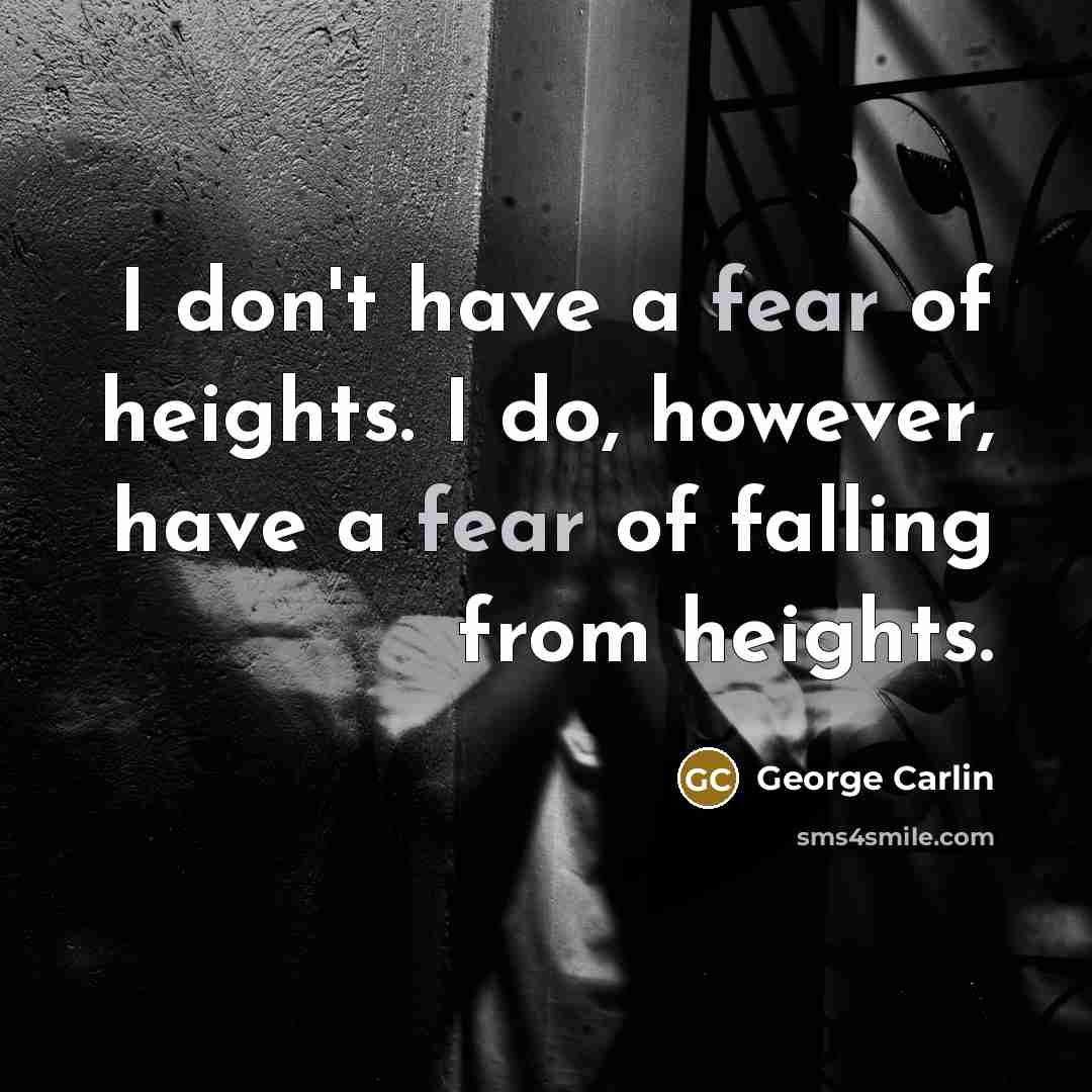 “I don't have a fear of heights. I do, however,…” quote by George Carlin