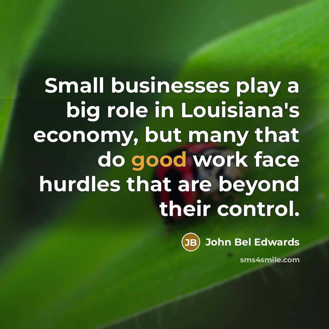 “Small businesses play a big role in Louisiana's economy, but…” quote by John Bel Edwards