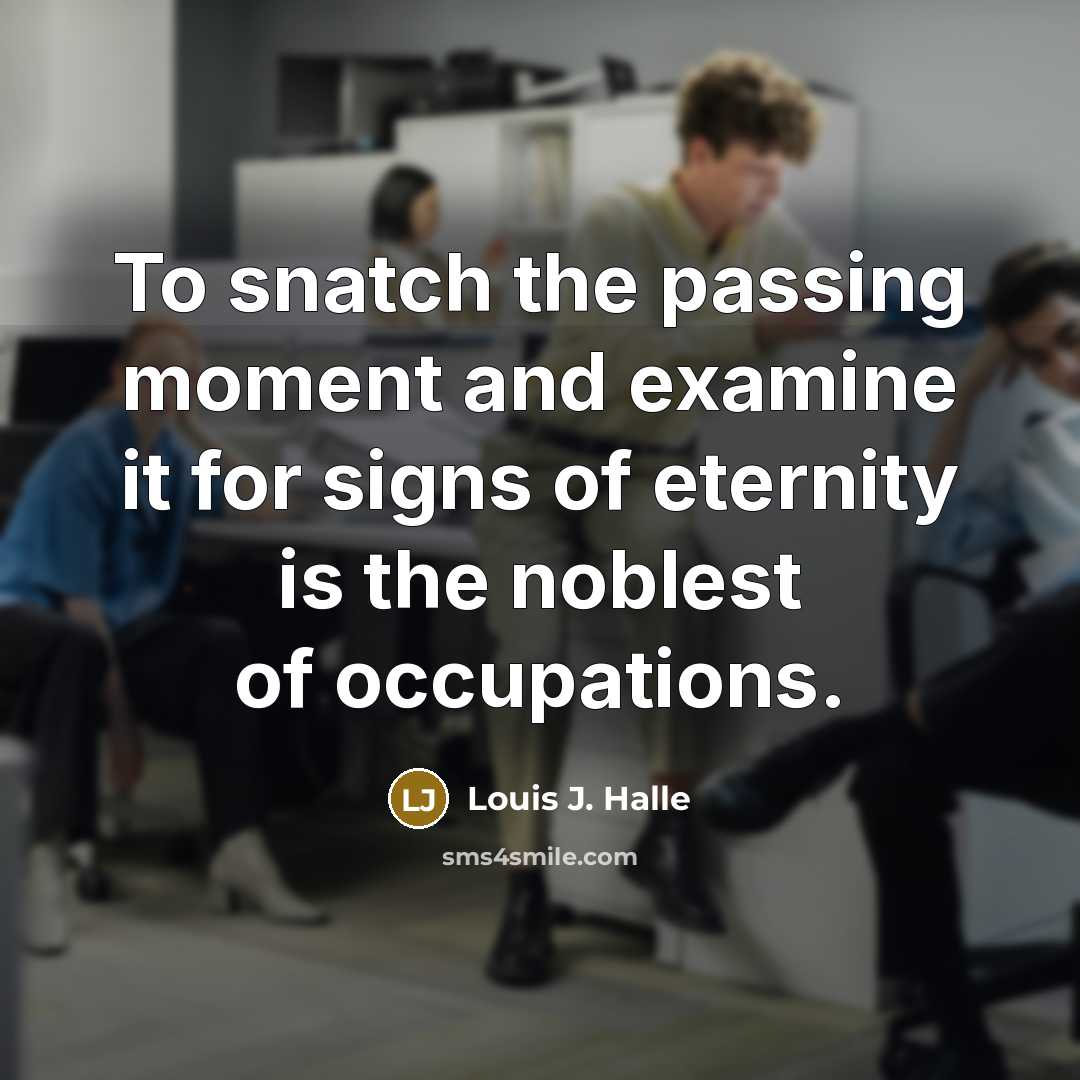 “To snatch the passing moment and examine it for signs…” quote by Louis J. Halle