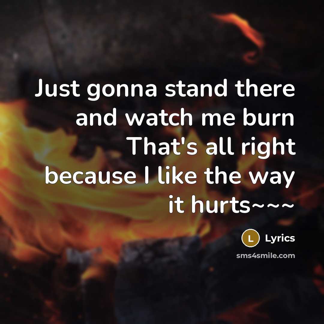 “Just gonna stand there and watch me burn That's all right because I like the way it hurts~~~” quote by Lyrics