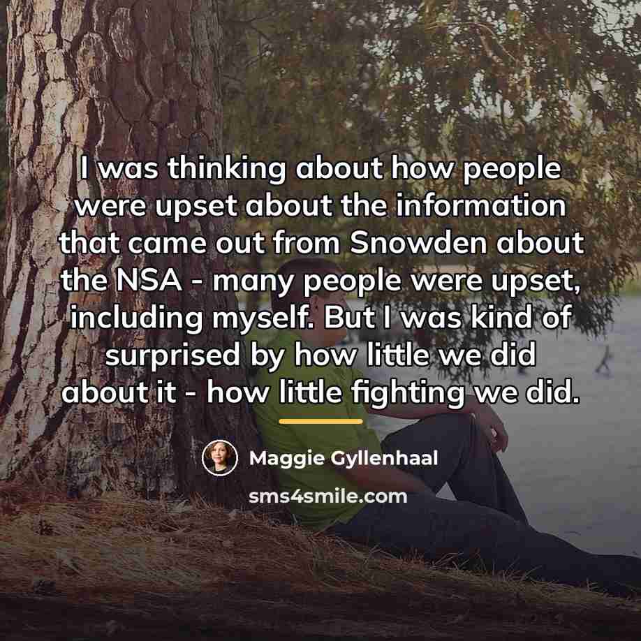 “I was thinking about how people were upset about the…” quote by Maggie Gyllenhaal