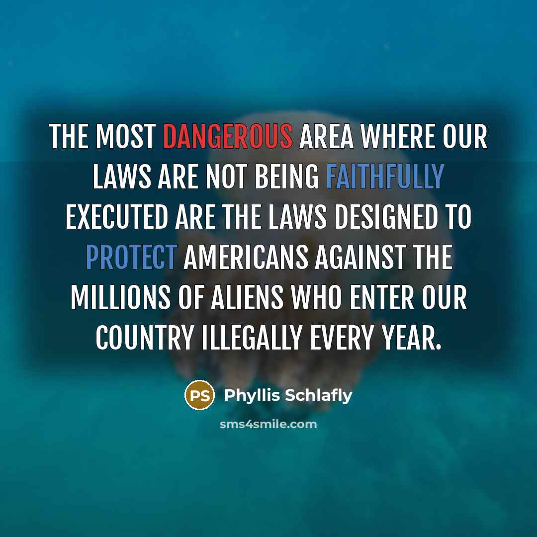 “The most dangerous area where our laws are not being…” quote by Phyllis Schlafly