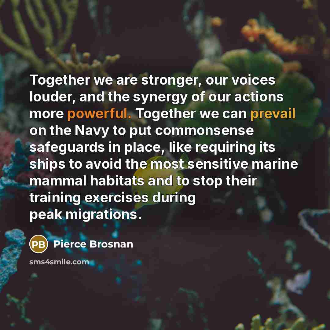 “Together we are stronger, our voices louder, and the synergy…” quote by Pierce Brosnan