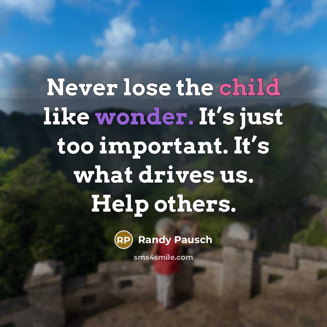 “Never lose the child like wonder. It’s just too important.…” quote by Randy Pausch