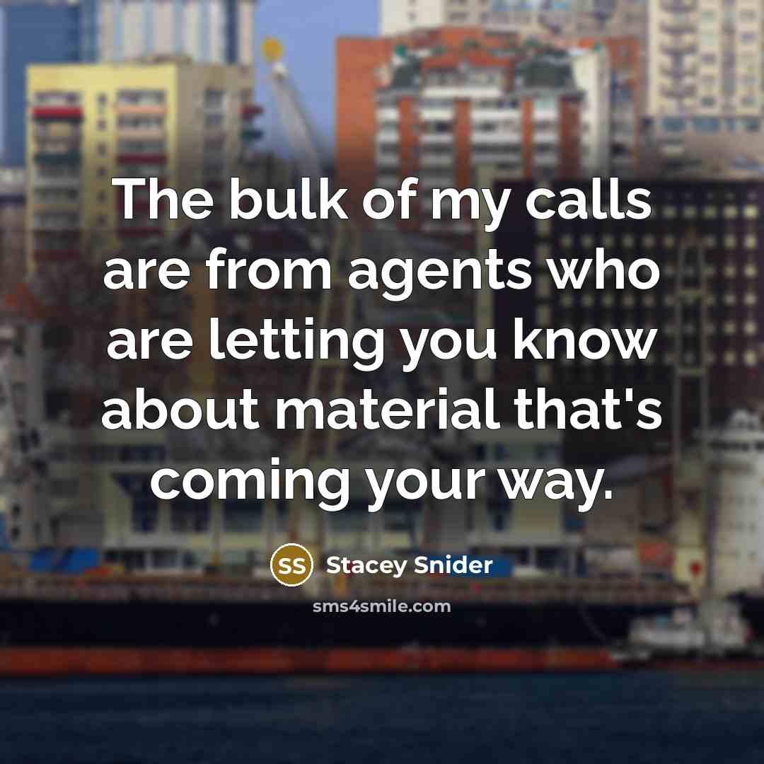 “The bulk of my calls are from agents who are…” quote by Stacey Snider