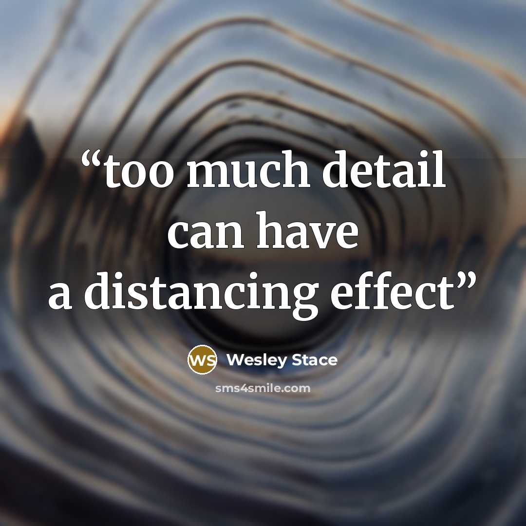 “too much detail can have a distancing effect” quote by Wesley Stace