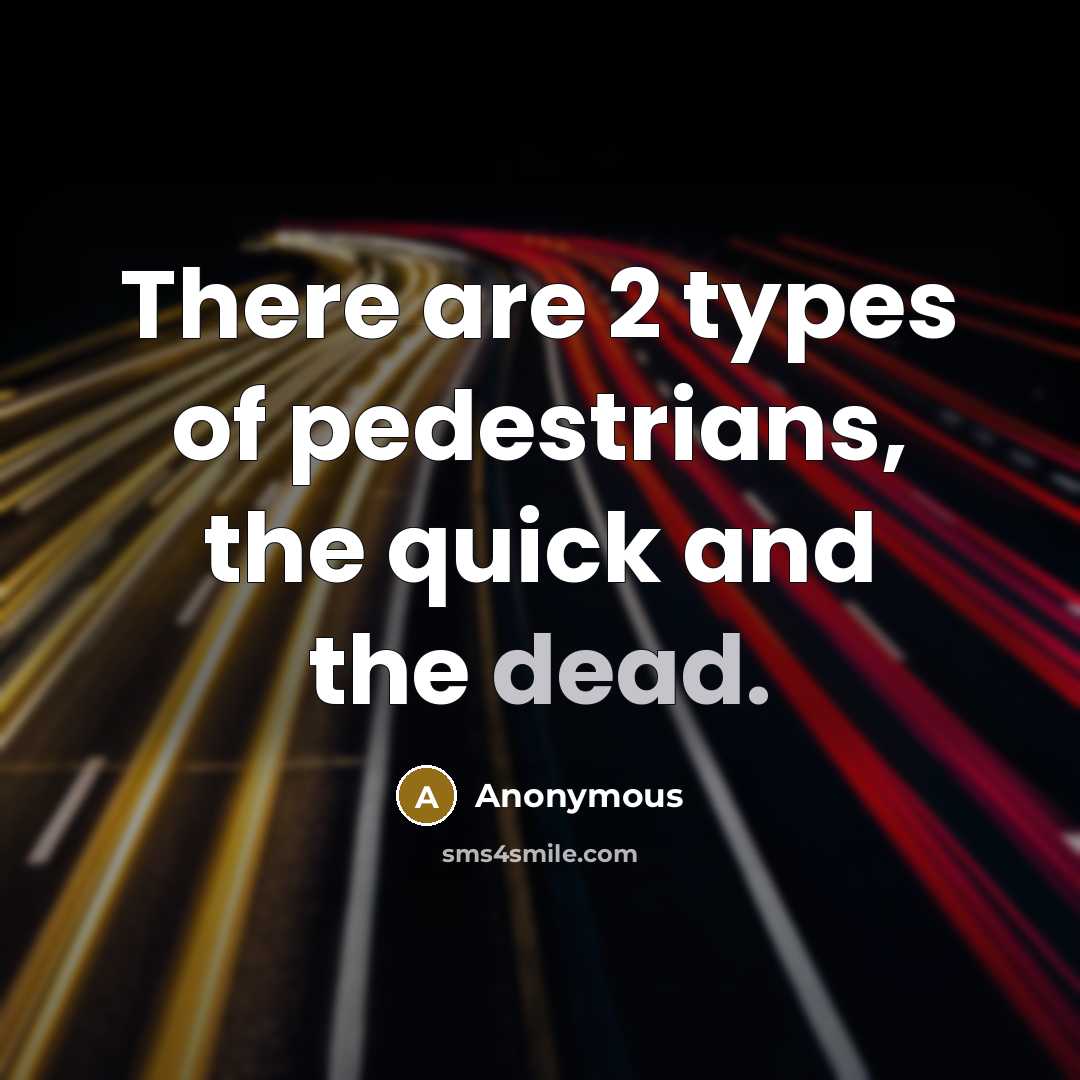 “There are 2 types of pedestrians, the quick and the…” quote by Anonymous
