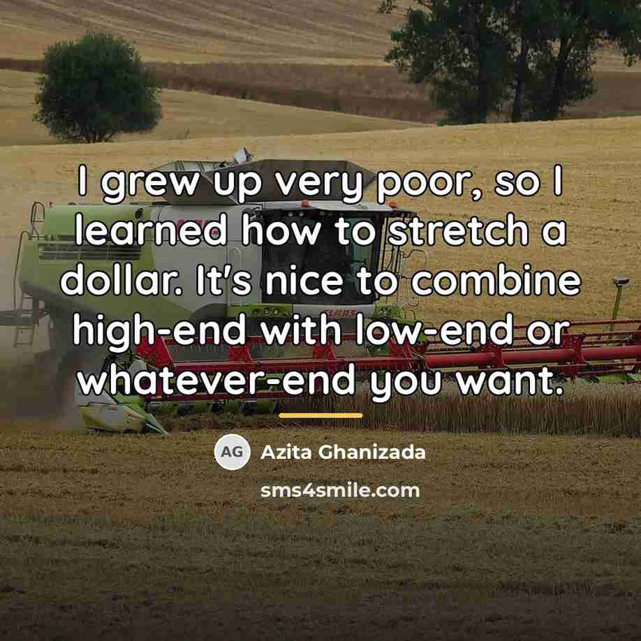 “I grew up very poor, so I learned how to…” quote by Azita Ghanizada