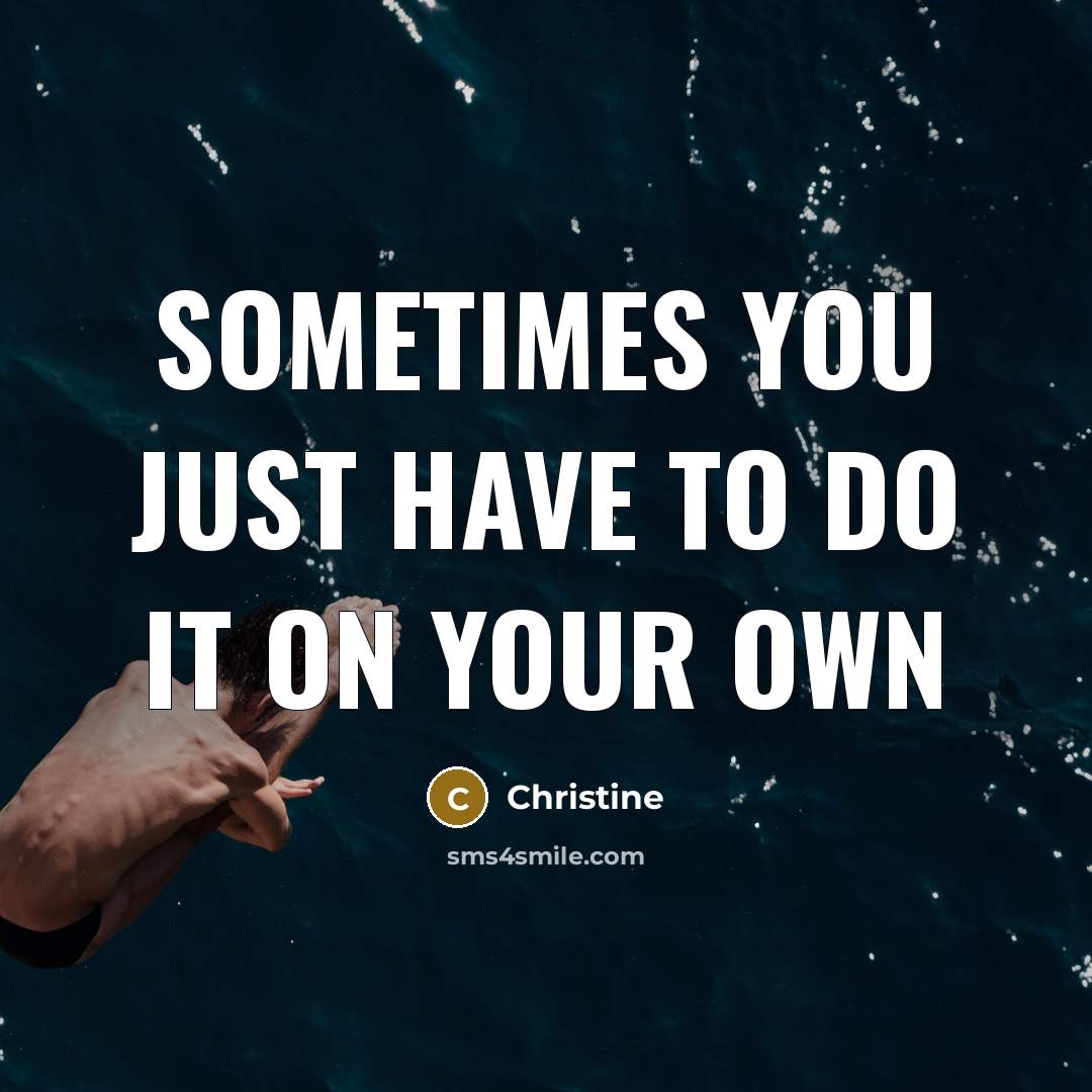 “Sometimes you just have to do it on your own…” quote by Christine