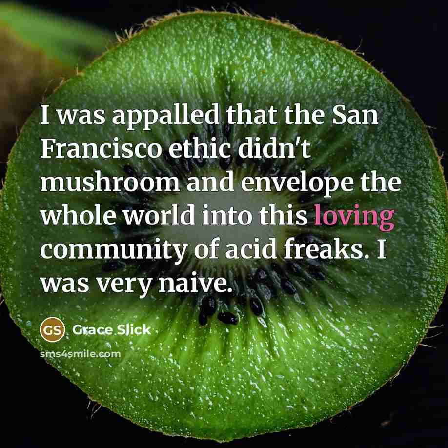 “I was appalled that the San Francisco ethic didn't mushroom…” quote by Grace Slick