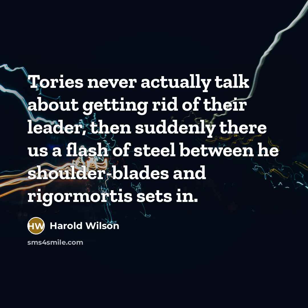 “Tories never actually talk about getting rid of their leader,…” quote by Harold Wilson