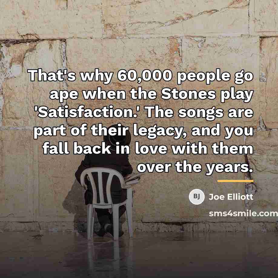 “That's why 60,000 people go ape when the Stones play…” quote by Joe Elliott