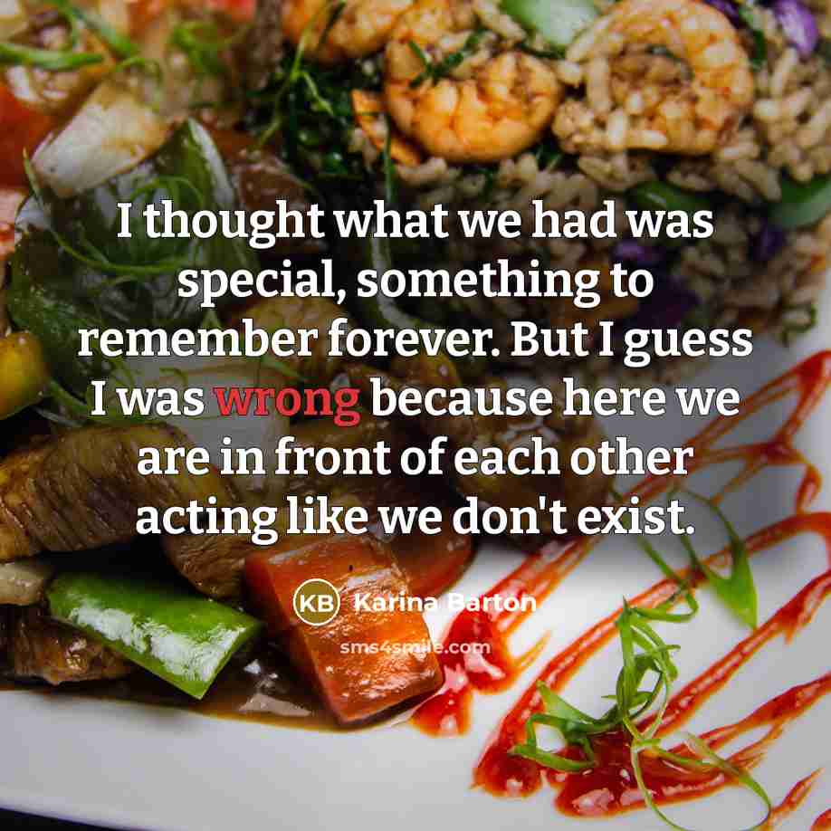 “I thought what we had was special, something to remember…” quote by Karina Barton