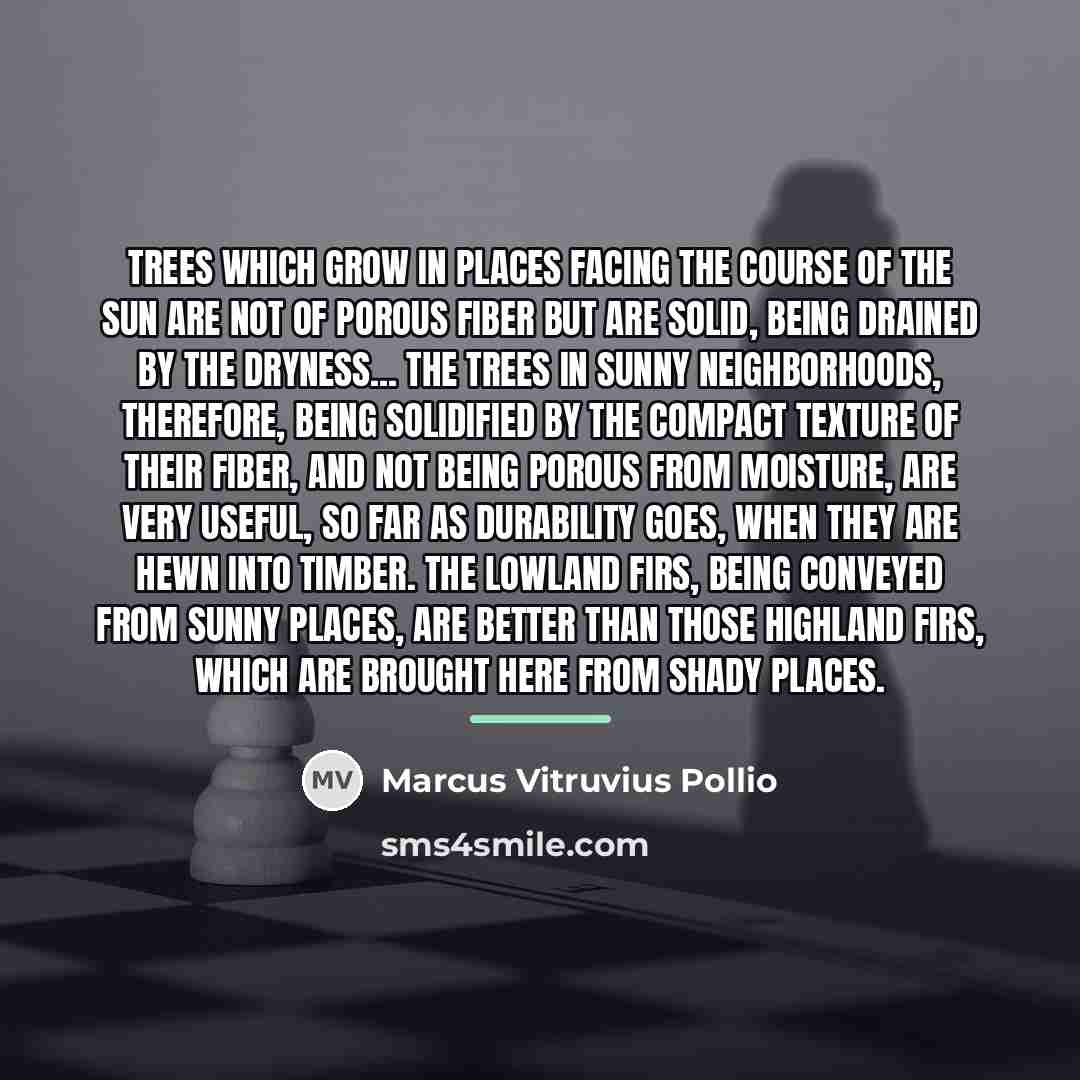 “Trees which grow in places facing the course of the…” quote by Marcus Vitruvius Pollio
