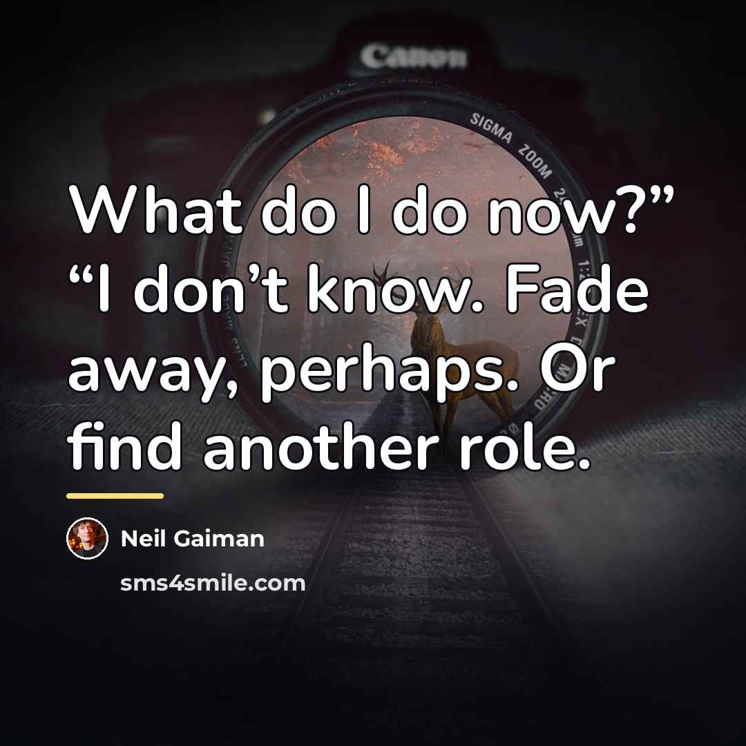 “What do I do now?” “I don’t know. Fade away,…” quote by Neil Gaiman