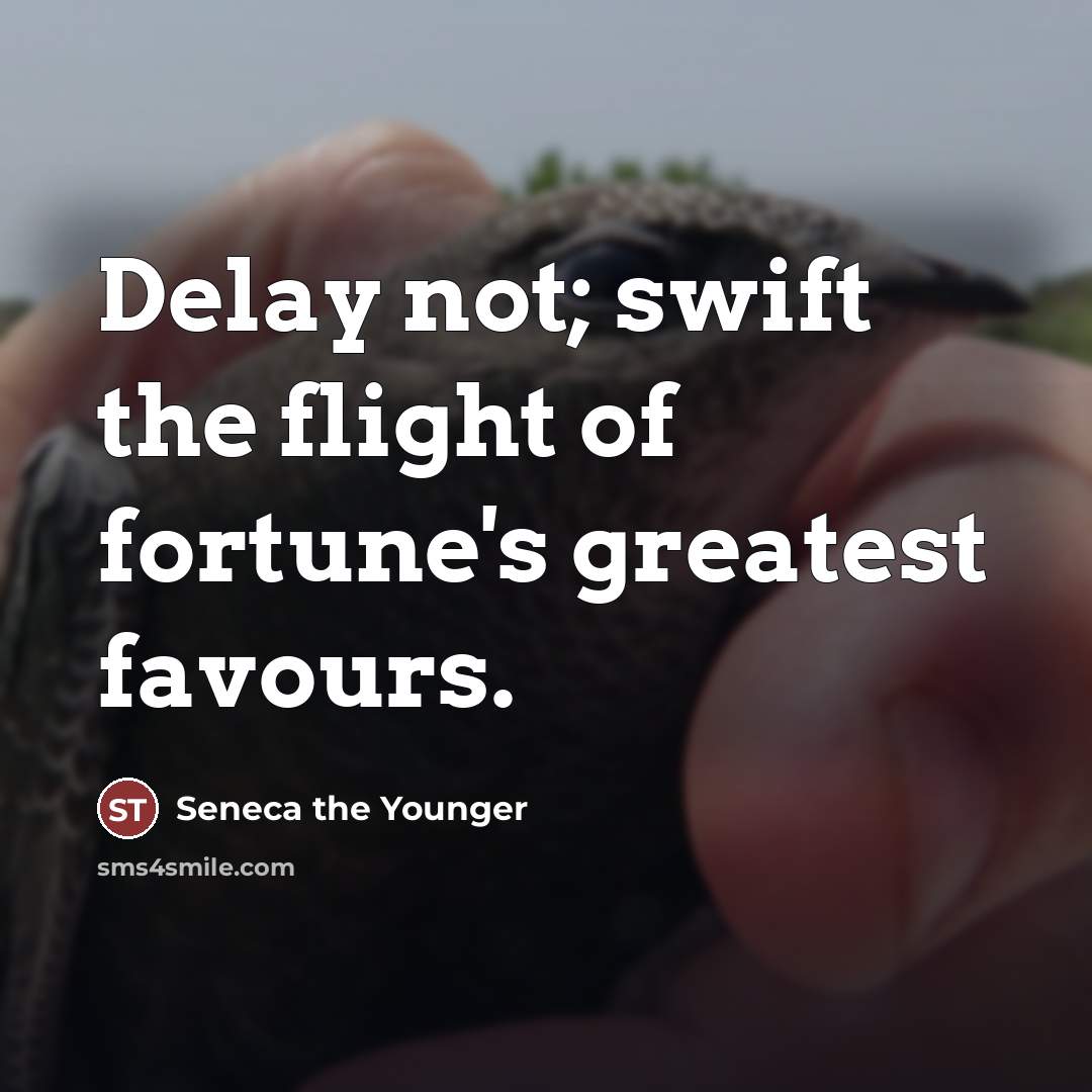 “Delay not; swift the flight of fortune's greatest favours.…” quote by Seneca the Younger