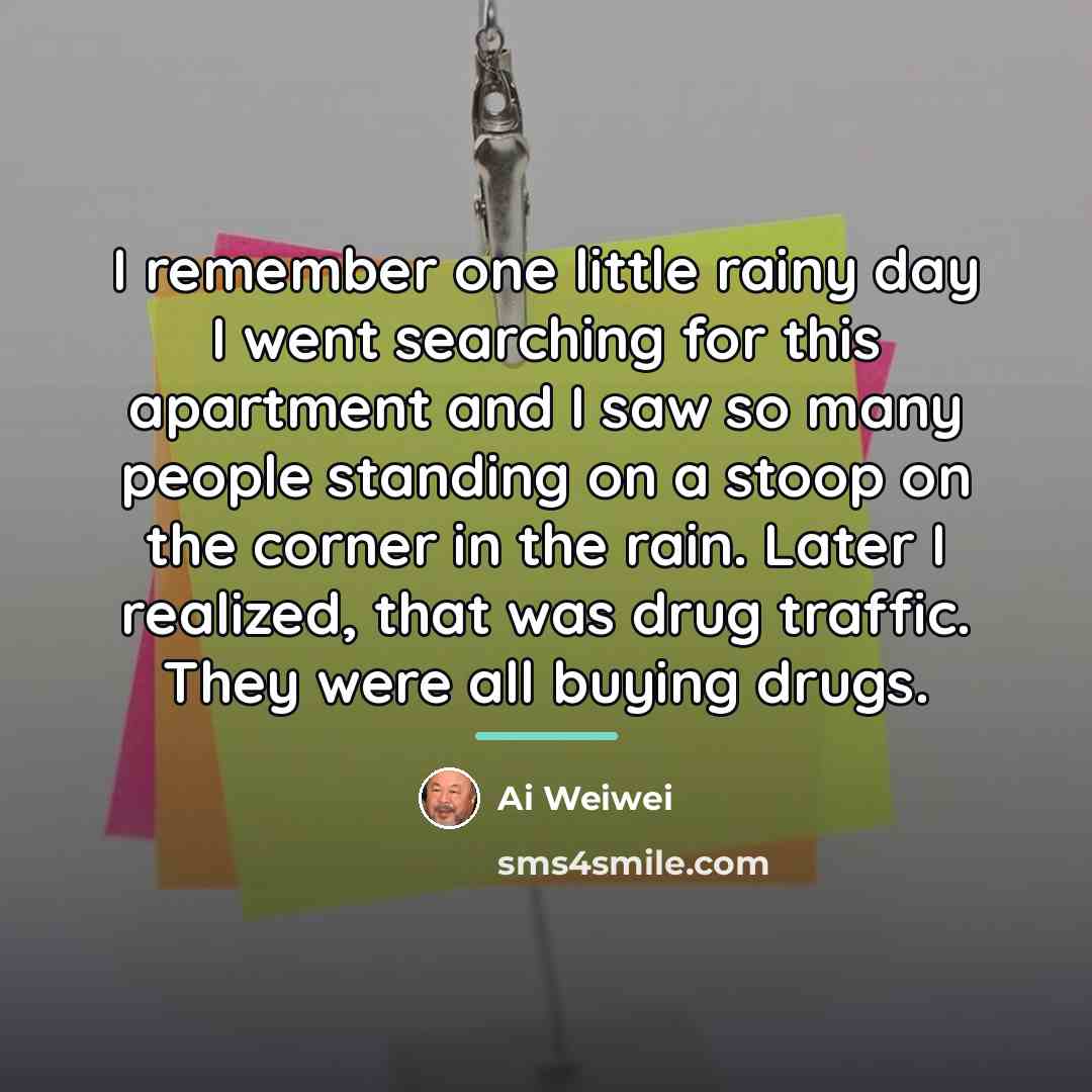 “I remember one little rainy day I went searching for…” quote by Ai Weiwei