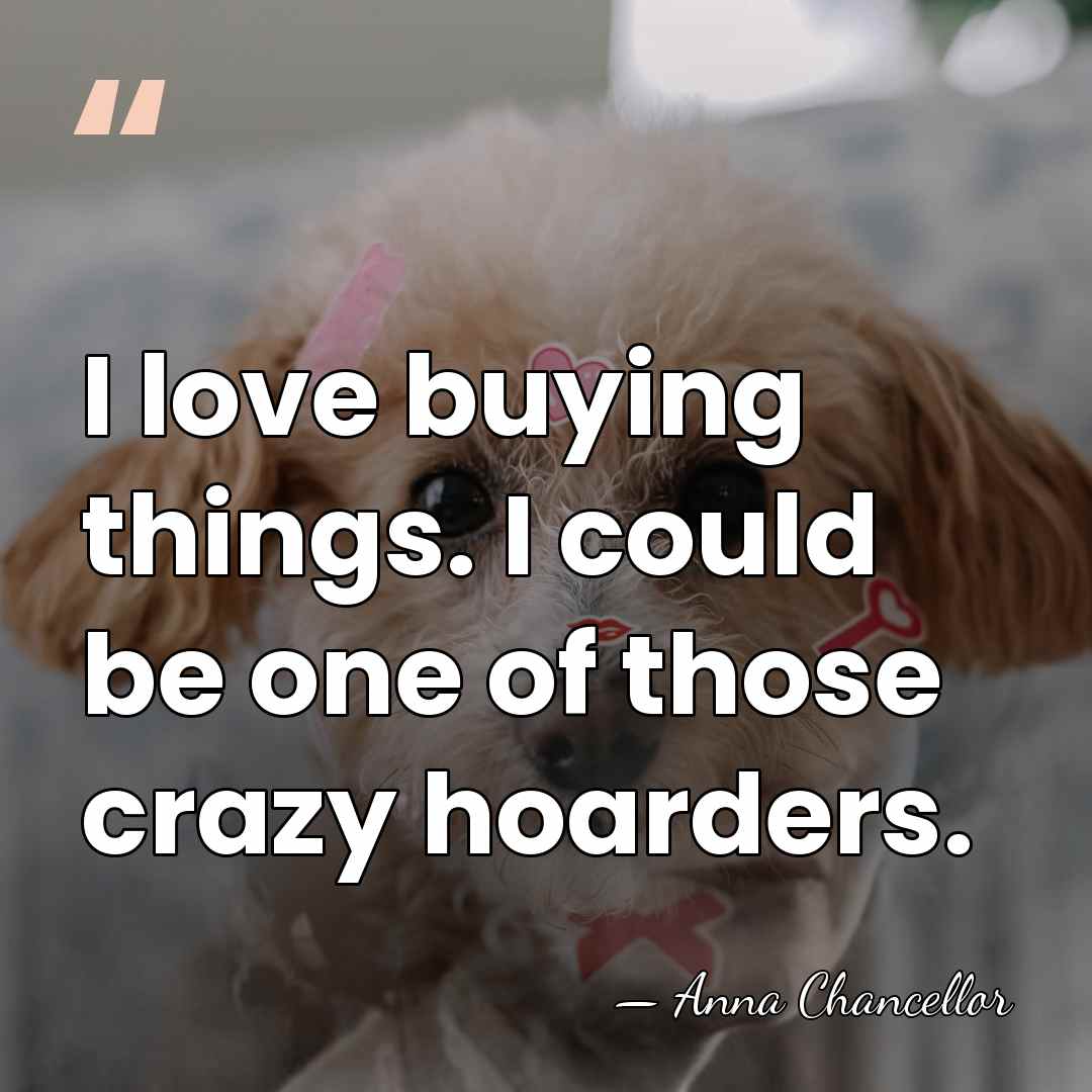 I love buying things. I could be one of those crazy hoarders. - Anna Chancellor