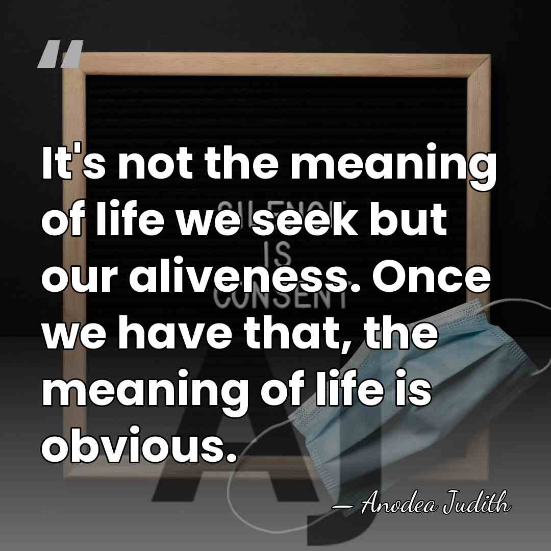 It's not the meaning of life we seek but our aliveness. Once&hellip; - Anodea Judith