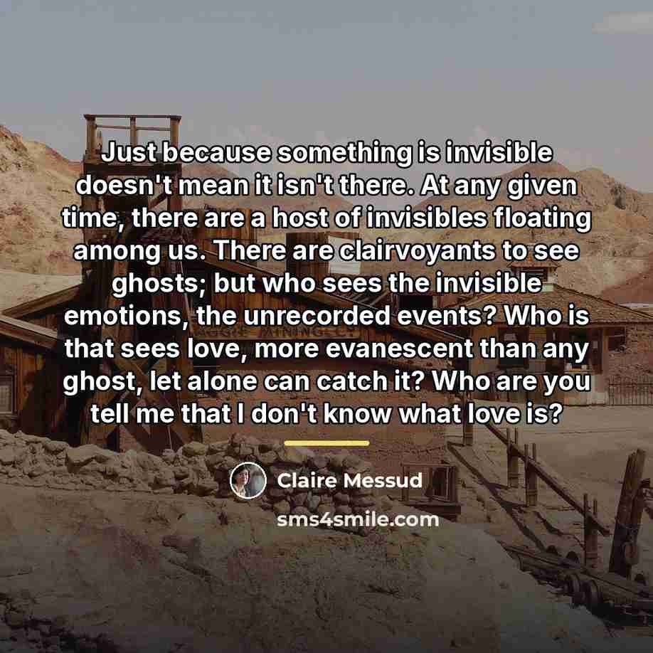 “Just because something is invisible doesn't mean it isn't there.…” quote by Claire Messud