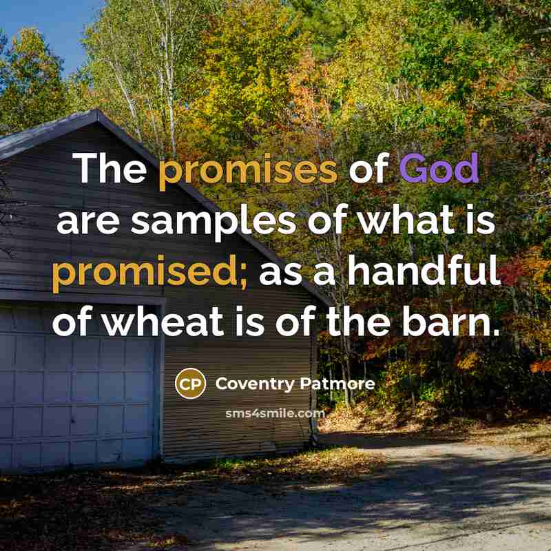 “The promises of God are samples of what is promised;…” quote by Coventry Patmore