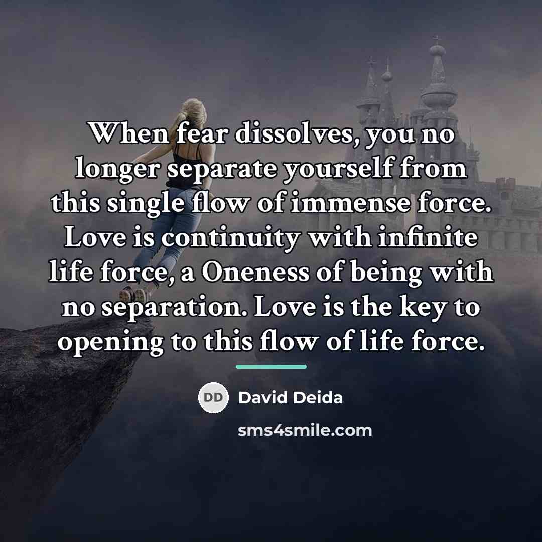 “When fear dissolves, you no longer separate yourself from this…” quote by David Deida