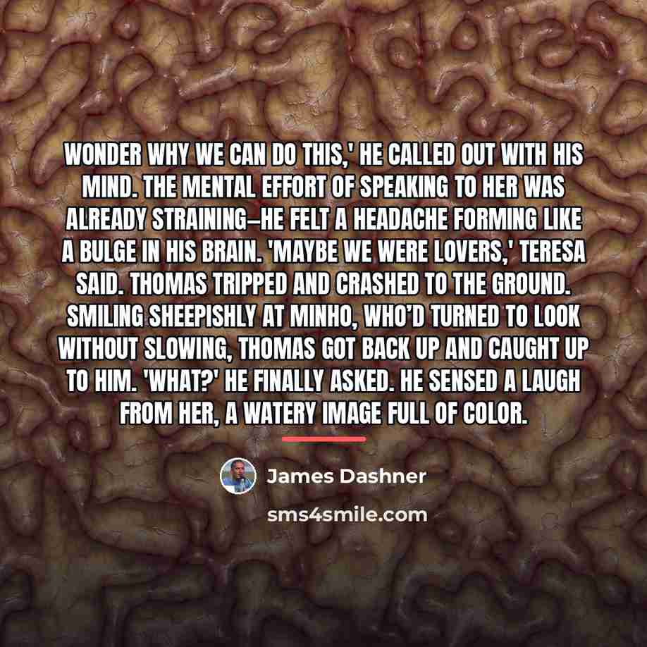 “Wonder why we can do this,' he called out with…” quote by James Dashner