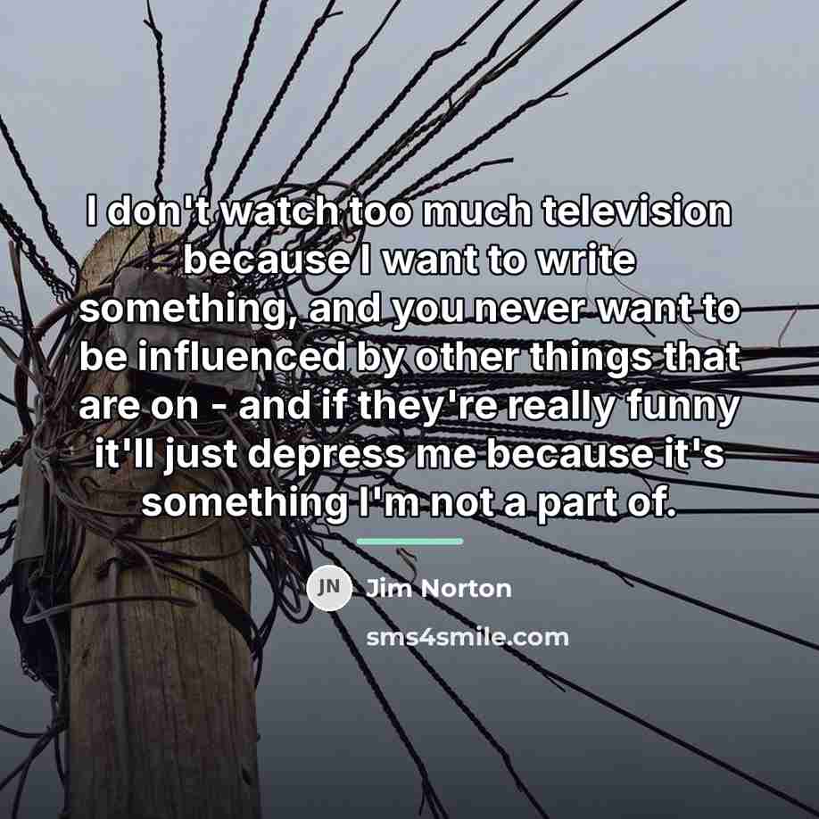 “I don't watch too much television because I want to…” quote by Jim Norton