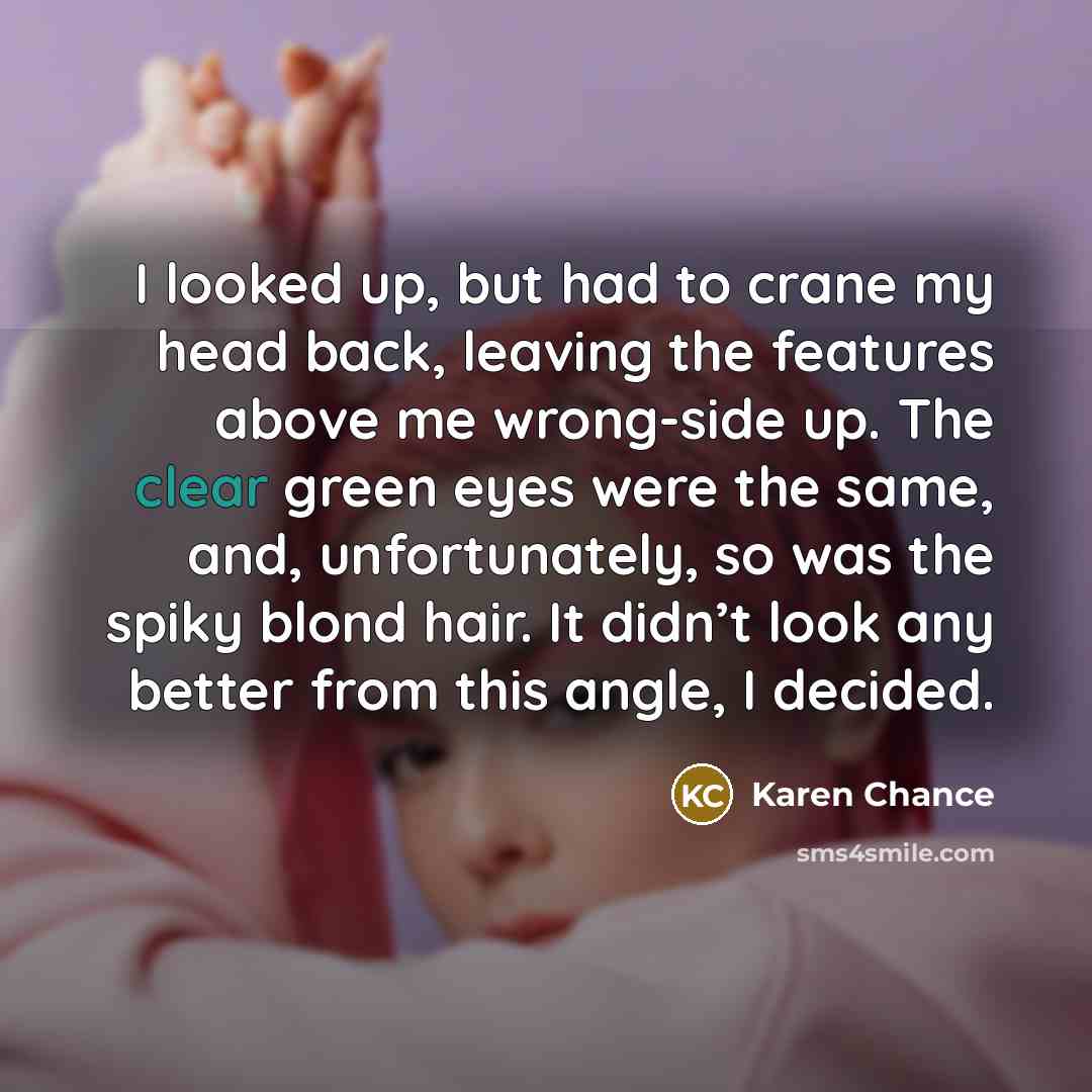 “I looked up, but had to crane my head back,…” quote by Karen Chance