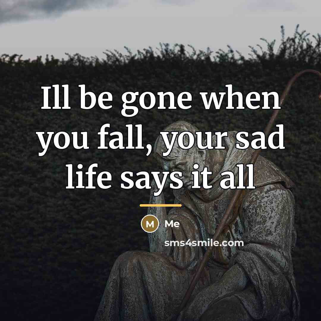 “Ill be gone when you fall, your sad life says…” quote by Me