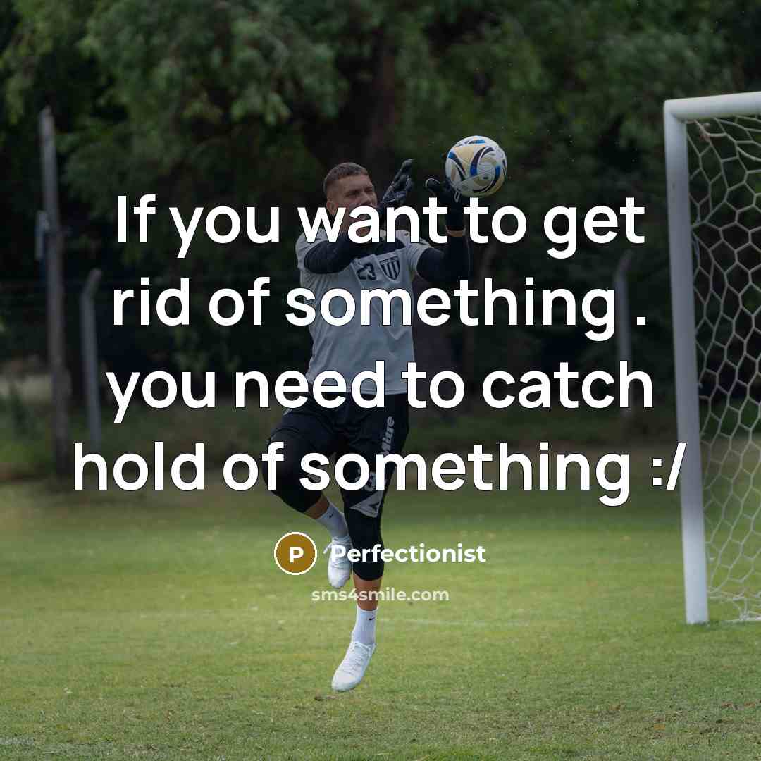 “If you want to get rid of something . you need to catch hold of something :/” quote by Perfectionist