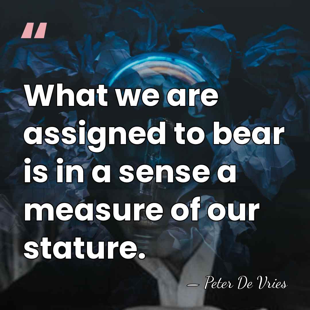 What we are assigned to bear is in a sense a measure&hellip; - Peter De Vries