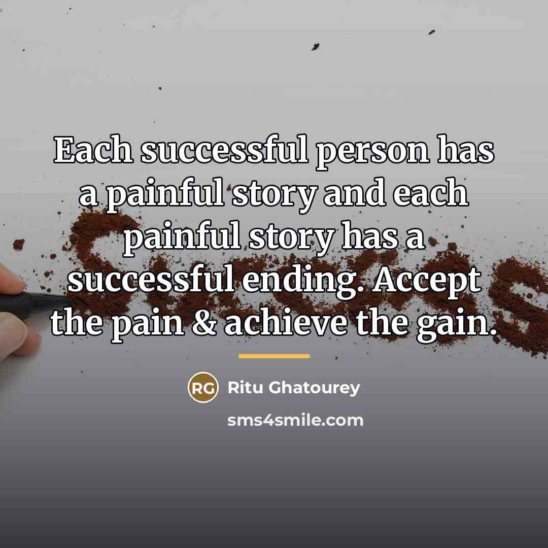 “Each successful person has a painful story and each painful…” quote by Ritu Ghatourey