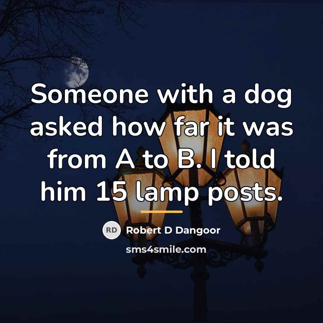 “Someone with a dog asked how far it was from…” quote by Robert D Dangoor